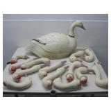 Vtg Snow Goose Decoy & Heads See Info