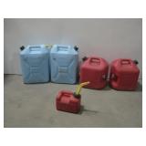 Three Gas Cans & Two Potable Water Cans