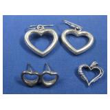 Sterling Silver Heart Earrings & Pendant