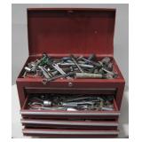 Metal Three Drawer Tool Box W/Hand Tools See Info