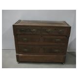 Antique Four Drawer Wooden Dresser See Info