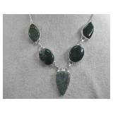 Silvertone Polished Stone Necklace