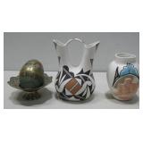 N/A Signed Pottery Wedding Vase & Vase See Info