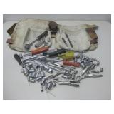 Vtg Canvas/Leather Tool Belt, Sockets & More See