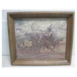 Vtg Joe Grandee ' The Cattle Drive' Western Print