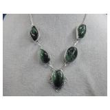 Silvertone Agate Necklace