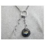 Silvertone Dichroic Glass Pendant Necklace