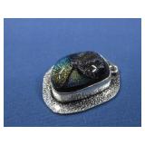 Silvertone Dichroic Glass Pendant