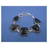 Silvertone Agate Bracelet See Info