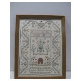 Vtg Needlepoint Framed Art Jean M Kure 1970 See