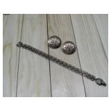 Vtg. Copper Panther Bracelet W/ SW Concho Earrings