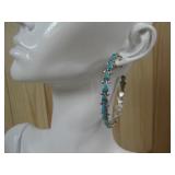 Zuni Sterling Silver Turquiose Hoop Earrings