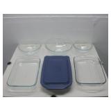 3 Glass Mixing Bowls & 3 Glass Casserole Dishes