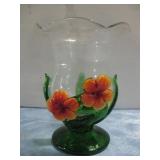 Blown Glass Flower Vase 7.5' Tall