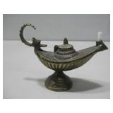 Vtg Solid Brass Genie Style Lamp 4' Tall