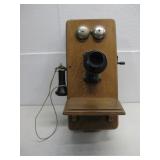 Antique Samson Wood Wall Phone Oak American See