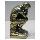 Vtg 7' Brass Finish Metal 'The Thinker' See Info