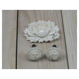 Vtg. Screwback Rose Earrings W/ Rose Pin