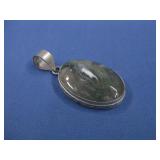 Silvertone Agate Pendant