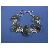 Silvertone Polished Stone Bracelet