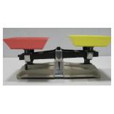 Vtg Ohaus School Balance Scale Red & Yellow
