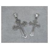 Two Sterling Silver Cross Pendants Hallmarked