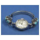 Vtg S.S. N/A Baylor Automatic Watch W/Turq. See