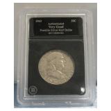 Graded 1963 Franklin Silver Half Dollar 90% Silver