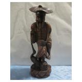 Wooden Carved Oriental Style Statue 30.5' Tall See