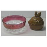 Vtg Squirrel Nut Dish & Tiffin Style Glass Bowl