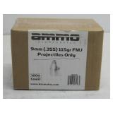 NIB 9mm .355 115 gr FMJ Projectiles Only See