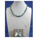 Sterling Silver Turq. Necklace W/ Earrings See