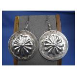 Sterling Silver Stamped HEC Concho Earrings