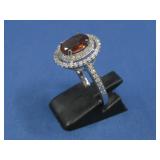 Sterling Silver Citrine CZ Accent Ring