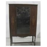 Vtg Wooden Lattice Front China Cabinet See Info