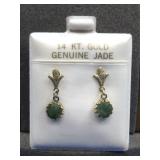 Vtg 14KT Jade Earrings