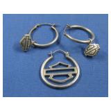Sterling Silover Harley Davidson Earrings
