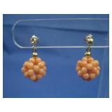 14KT Vtg Coral Earrings