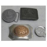 Four Assorted Belt Buckles Nickel Silver See Info