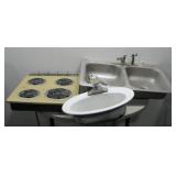 Electric Stove Top Double Kitchen Sink & BR See