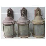 Three Metal Outdoor Wall Sconces 16.5' Tall