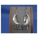 Vtg S.S. Abalone Earrings Hallmarked