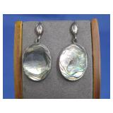 Vtg S.S. SW Abalone Earrings Hallmarked