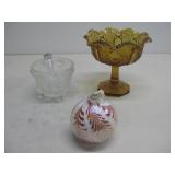 Vtg Amber Compote 6'  Mortar & Pestle See Info