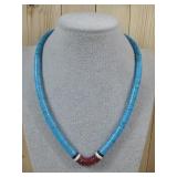 Vtg Southwest Block Turquoise Graduated Necklace