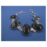 Silvertone Agate Bracelet