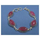 Silvertone Pink Stone Bracelet
