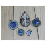 Five Enameled Religious Pendants See Info;