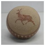 Jemez Pueblo Carved Pottery Seed Pot Signed