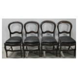 Four Vtg Wooden Upholstered Dining Chairs See Info